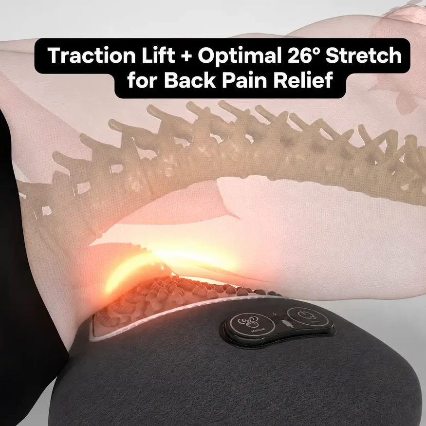 The curved Orevive SpineEase supporting the spine in a gentle stretch while lying down